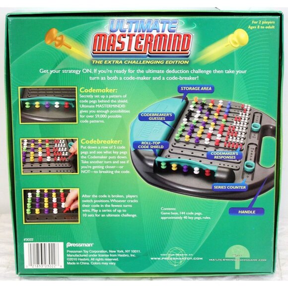 2010 Ultimate Mastermind Game Extra Challenging Edition Skill Peg Multicolor - Picture 4 of 5